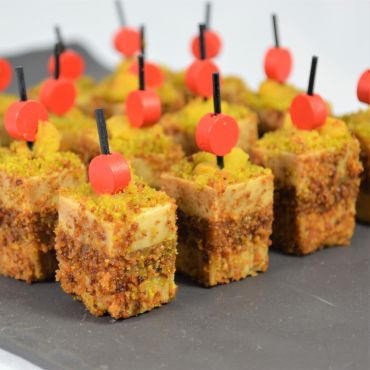 Mini kub de foie gras au pain d'épices et figue