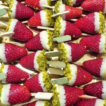 Lollypop fraise, chocolat blanc et pistache 14 pièces